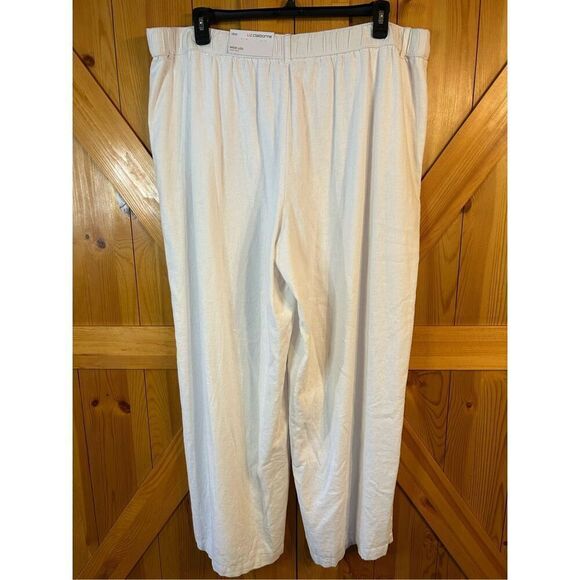 Liz Claiborne Wide Leg White Pants Woman's Size 18 Linen Blend High Rise Lined N - Picture 5 of 10